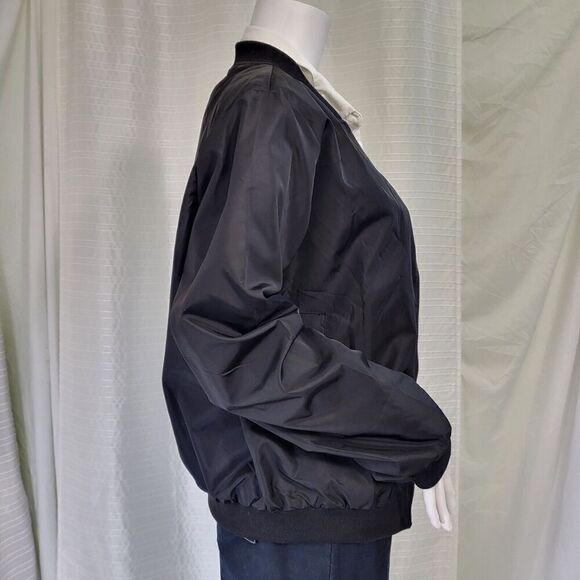 Classic Black Bomber Jacket Lined Zip Up  Women’s Size Medium - Picture 3 of 10